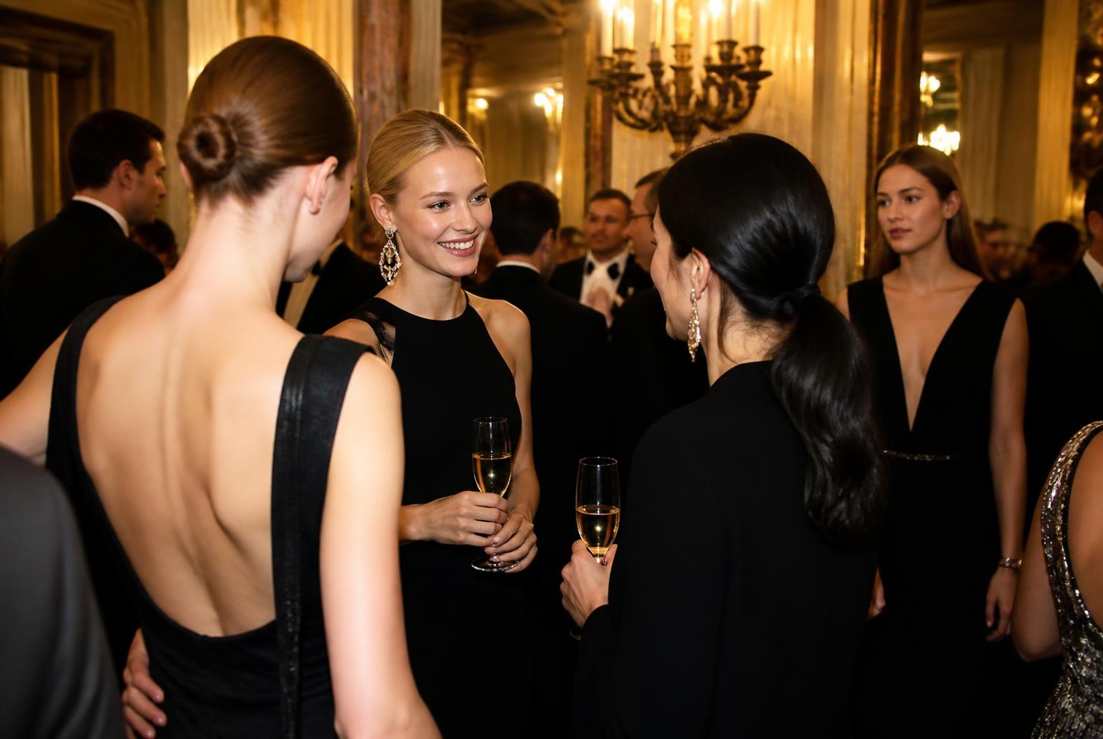 Guests mingling at the post-show reception